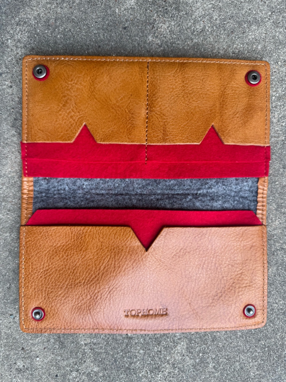 Tophome Brand Leather and Felt Wool Bifold Wallet - Picture 2 of 10